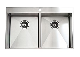 כיור מטבח הדס נירוסטה כפול בעבודת יד כיור מטבח הדס נירוסטה כפול בעבודת יד